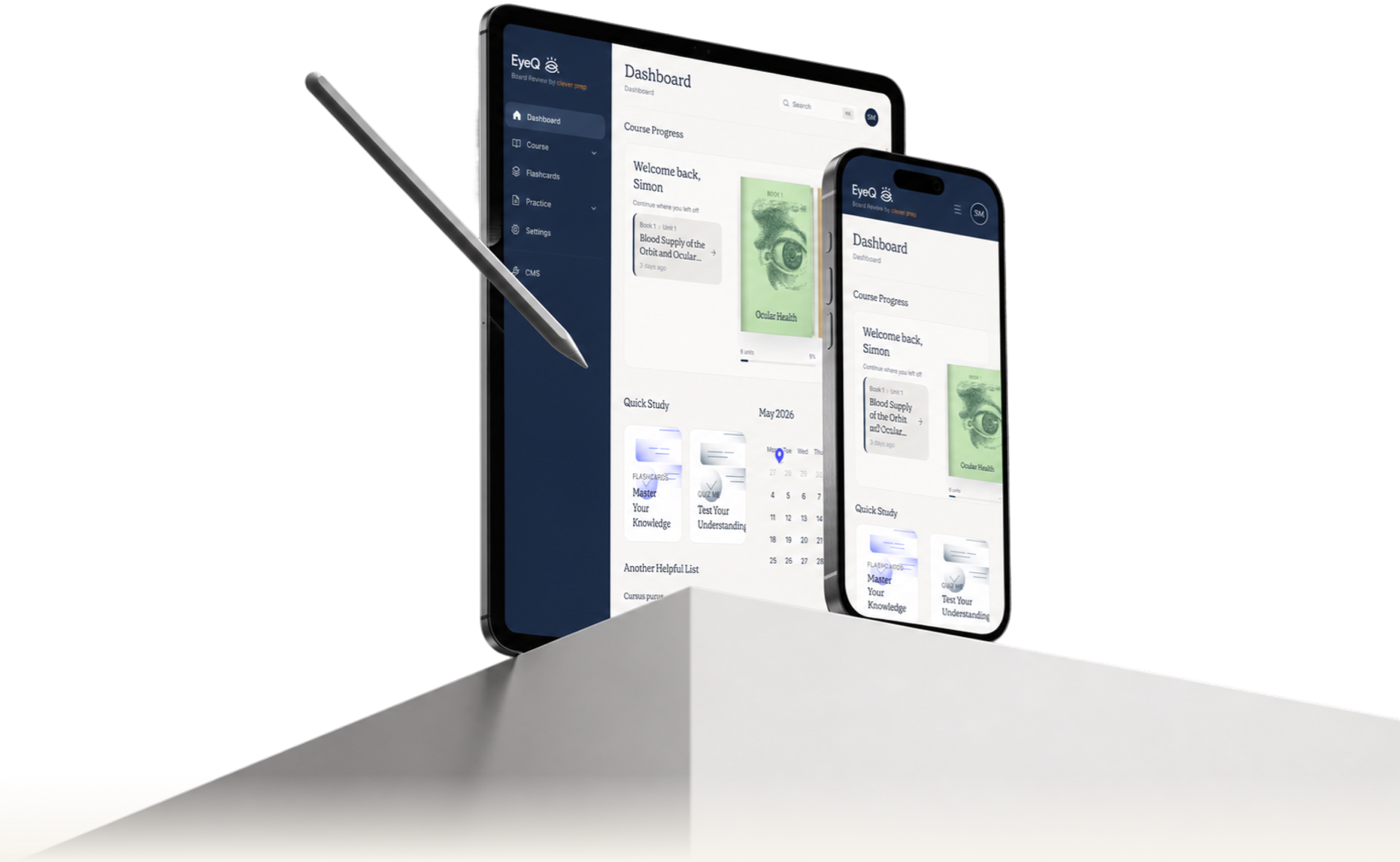 The Clever Prep platform on tablet and phone.