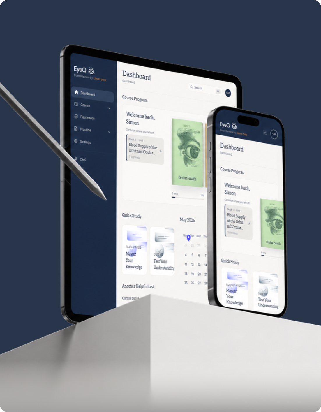 EyeQ® board-review dashboard on tablet and phone